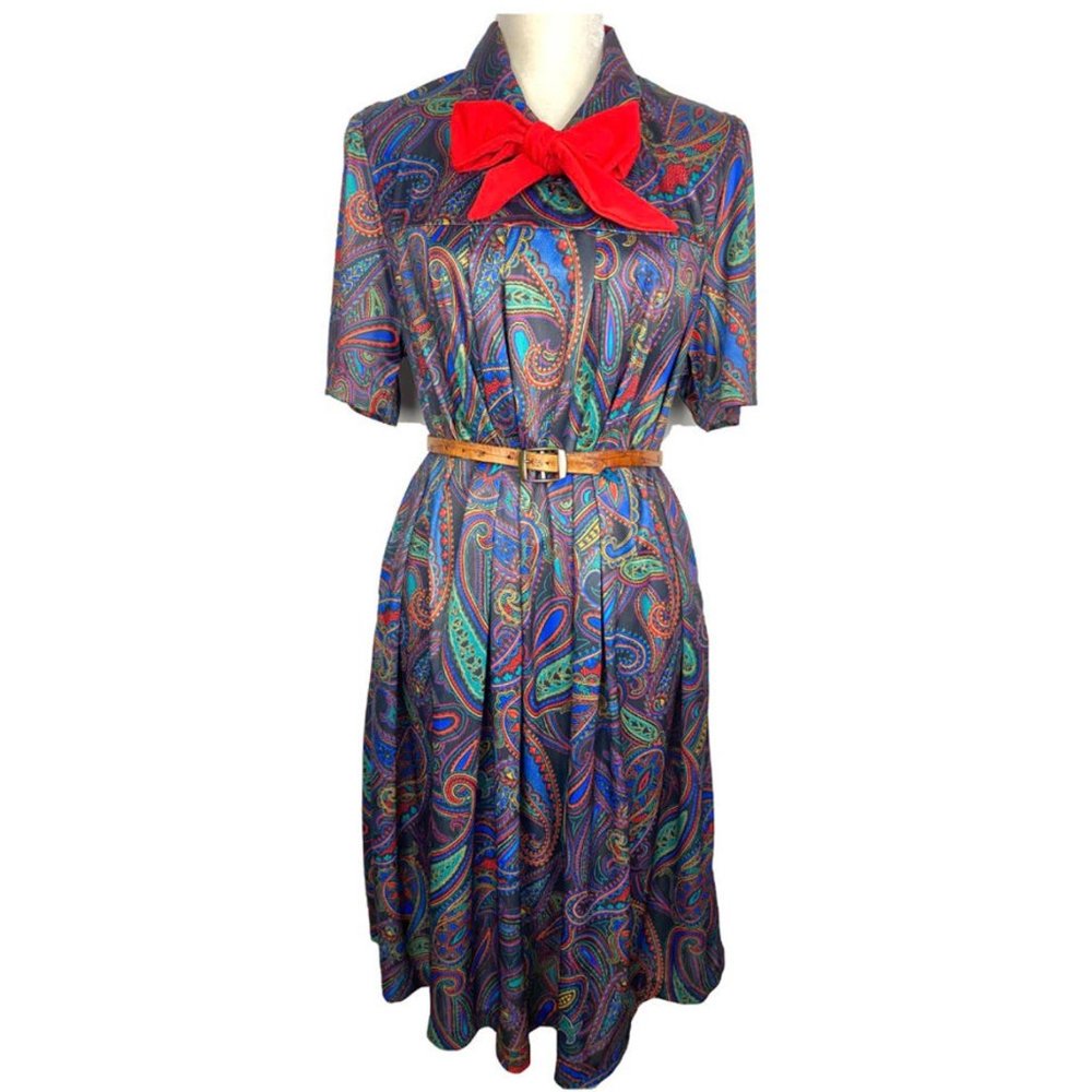 70's Vintage Retro Yakko Paisley Shift Tent Dress